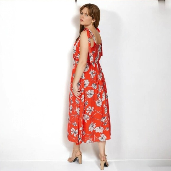 🌻Jason Wu Collective Tie Shoulder Midi Dress Size 14 - Picture 7 of 11